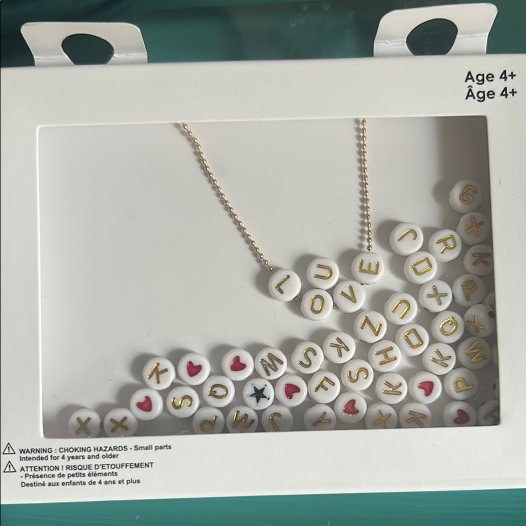New Gold Tone Multicolored Alphabet Beads Make Your Own Charm Necklace